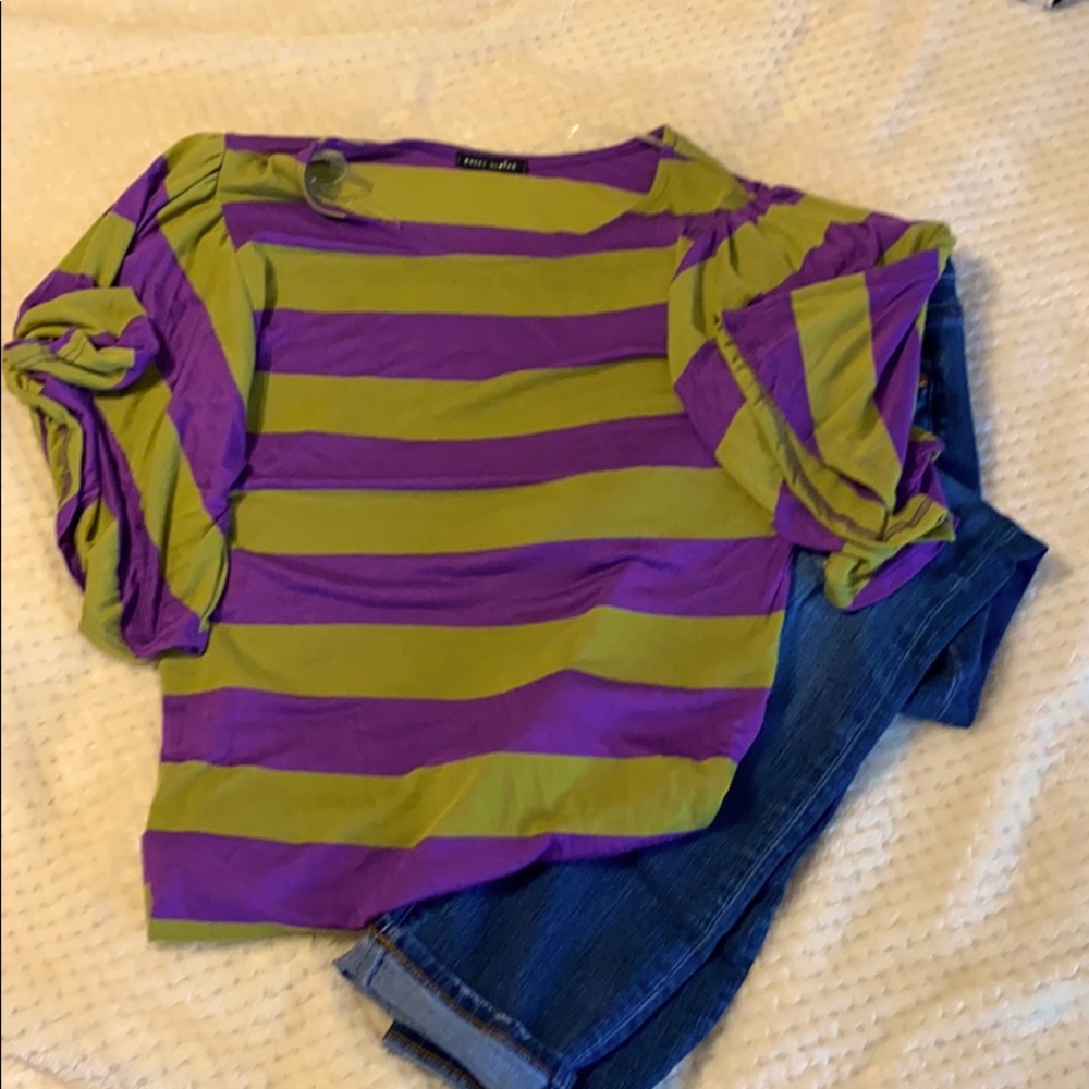 3/$10 Purple and Gold Striped Shirt